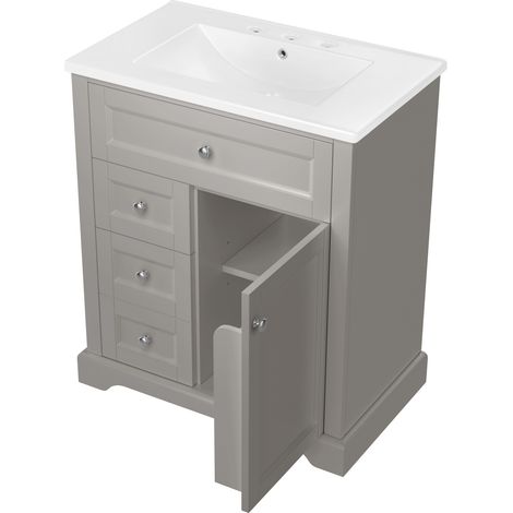 Mobile bagno da terra con lavabo in ceramica 76 x 46 x 87 cm grigio MDF (1/5)