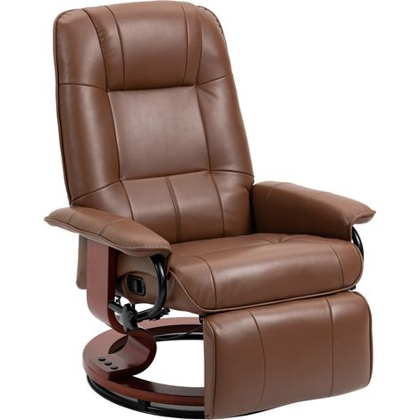 Fauteuil inclinable réglable 145°, repose-pieds ajustable, similicuir marron, pivotant à 360°, charge max 120 kg (1/5)