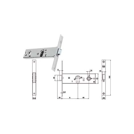 SERRATURA DA INFILARE PER FASCE CATENACCIO E SCROCCO MM.44 H 87500  mm.58 a 1 mandata (Y8750058080)    YALE