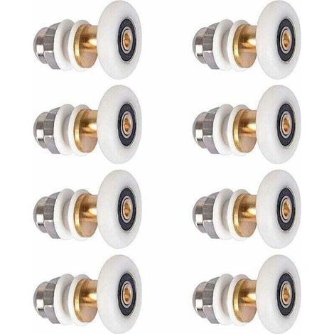 Shower door rollers, sliding door rollers, shower door pulleys, replacement roller wheels, 27 mm wheel diameter, 8 pieces
