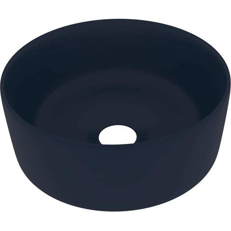 Luxury Wash Basin Round Matt Dark Blue 40x15 cm Ceramic vidaXL
