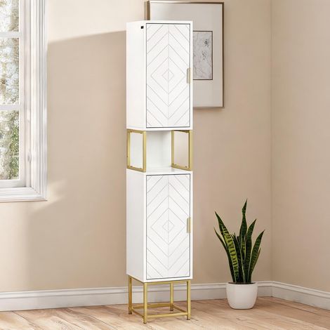 Armoire de rangement blanc en MDF 30 x 30 x 170,7 cm (1/5)