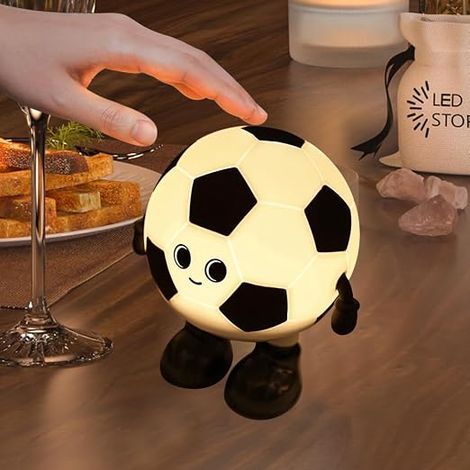 Veilleuse Mignonne en Silicone pour Enfants, Veilleuse Football, 3 Niveaux de Luminosité, Minuterie de 30 Minutes, Chargement USB, pour Table de Chevet, Décoration de Chambre, Cadeau (1/5)