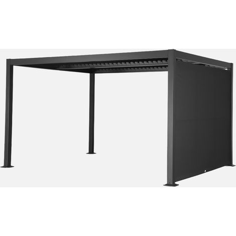 Pergola bioclimatica 3x4m in alluminio e acciaio + tenda 3m