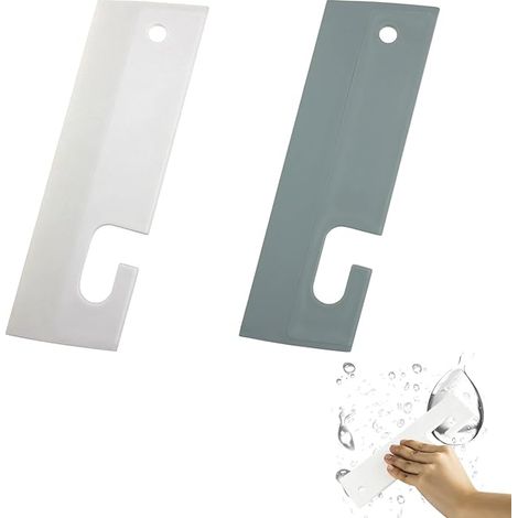 Lot de 2 grattoirs de douche en silicone avec crochet de suspension pour verre de douche (1/5)
