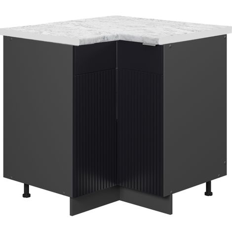 Eckschrank Fame-Line, Schwarz gestreift, 80.5 cm , AP Marmor, Vicco