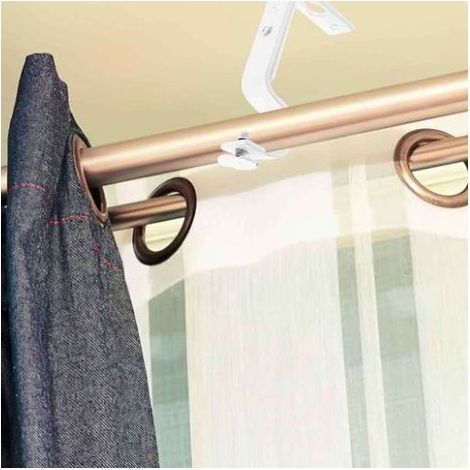 Juego de 2 soportes ajustables para barra de cortina de 18-22 mm - JINFGERNE - Blanco - Ideal para una instalación de cortinas fácil y elegante (1/5)