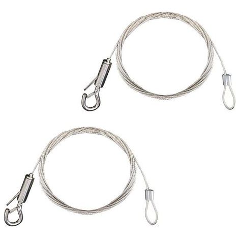 Câble métallique de suspension 2m – Acier inoxydable 1.5mm – Charge max 30kg – Ajustable pour miroirs et rideaux (1/5)