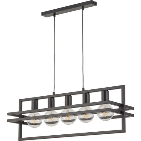Suspension loft industrielle noire Merci 5xE27 Sigma (1/2)