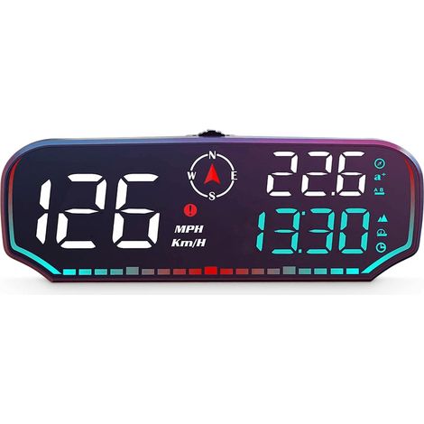 Affichage tête haute GPS avec compteur de vitesse numérique, alarme de survitesse et de fatigue - Compteur de vitesse numérique en mph avec boussole et altimètre pour toutes les voitures (1/5)