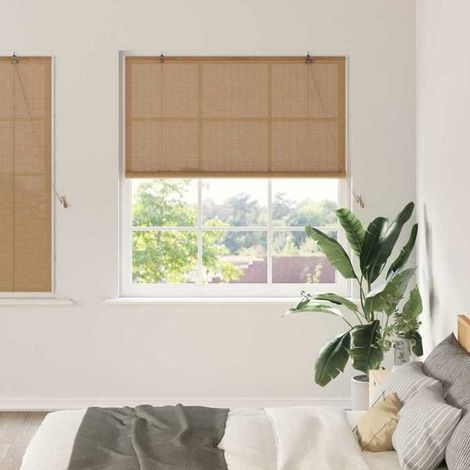 42006858 Store enrouleur avec des rideaux Marron 140 x 160 cm Bambou (1/5)