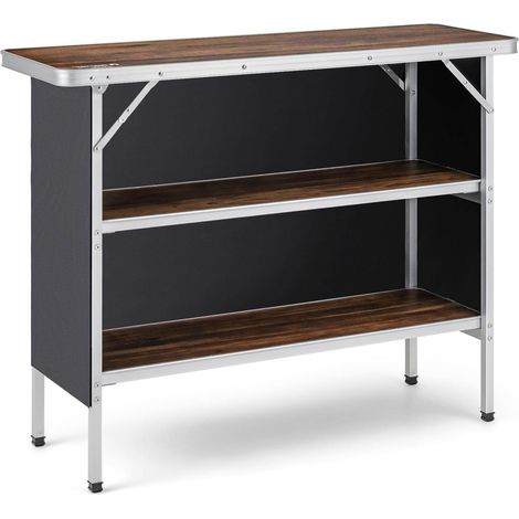 Folding Camping Table with 2-Tier Open Shelves for Outdoor BBQ-Coffee (1/5)