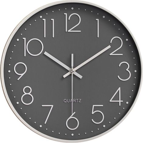 royaluxe - Horloge Moderne Horloge Murale silencieuse et sans tic-tac,Horloge Murale Mute Silencieuse Pendule Murale pour La Chambre Cuisine Salon - Gris-30 CM, (1/5)