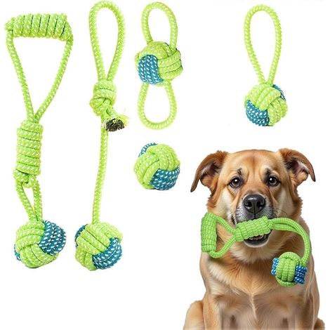 Lot de 5 jouets à mâcher interactifs et résistants pour chiens de petite et moyenne taille, nettoient les dents et luttent contre l'ennui, idéaux pour le tir à la corde, même pour les chiens qui mâche (1/5)