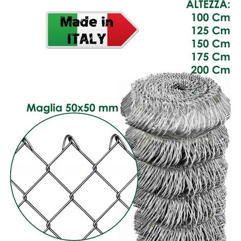 ROTOLO 25 m RETE METALLICA ZINCATA PER RECINZIONE A MAGLIA LIBERA - H 125 cm (1/2)