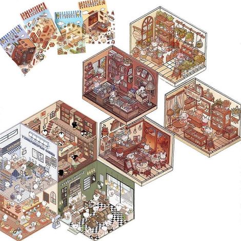 Autocollants 3D pour maison à faire soi-même, autocollants mignons de scènes de dessins animés, autocollants amusants à faire soi-même (comme sur la photo) (1/5)