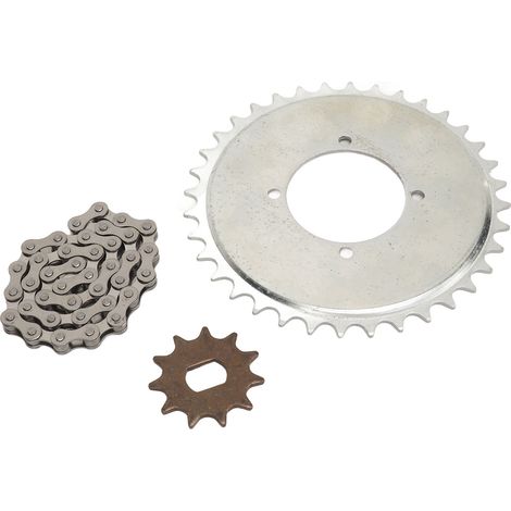 Kit chaîne et pignon 410 dents, 38 maillons, pignon en acier type H, pour vélos électriques, motos et moteurs CC. (1/5)