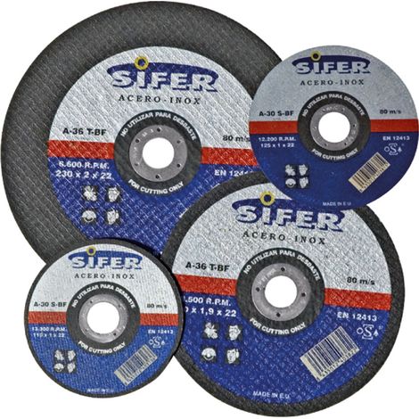 Disco de corte de acero inoxidable SIFER 230x2x22 R159