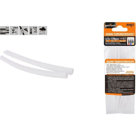 Kaela - Set 10pz Guaine Termorestringenti Termoretrattili Bianche 3x120mm Per Cavi 57067 - (1/2)