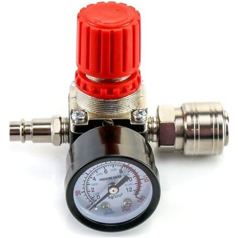 Régulateur de pression 1/4' pour compresseur – Vanne 4 voies – Pression max 140 psi 12 bar – Installation facile sur filetage standard (1/5)