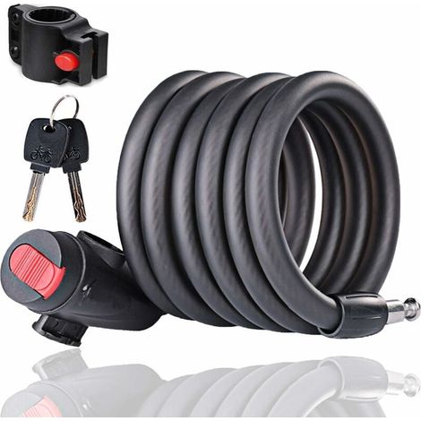 ZVD Le niveau de sécurité du cadenas de vélo est très élevé 120cm, cadenas de vélo à câble spiralé, cadenas de câble de verrouillage de scooter, cadenas de vélo avec clé, cadenas de vélo antivol (1/4)