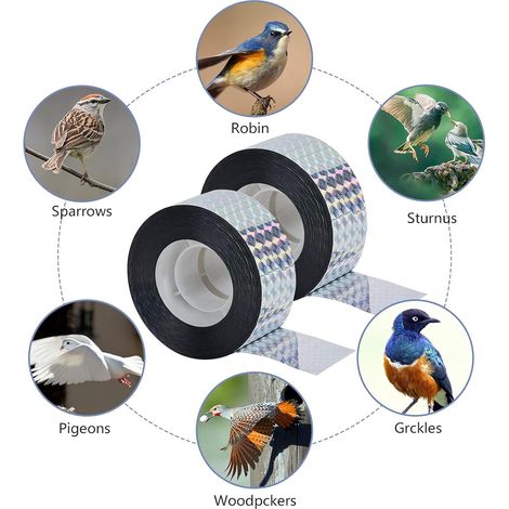 Taubenabwehrband, Anti-Tauben-Vögel für Balkon, Vogelschreck im Freien, 10 mm x 50 m (1/5)