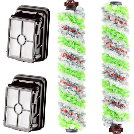 Ersatzfilterset für Bissell 1785 1866 1868 1926 Staubsauger und Mehrzweck-Tierhaarbürstenrolle, Weiß (2 Hauptbürsten + 2 Filter)