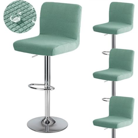 Light green 4-piece bar stool cover with backrest, 35 cm (D) x 35 cm (W) x 30 cm (H), high swivel bar stool cover, washable and stretchable, waterproof (1/5)