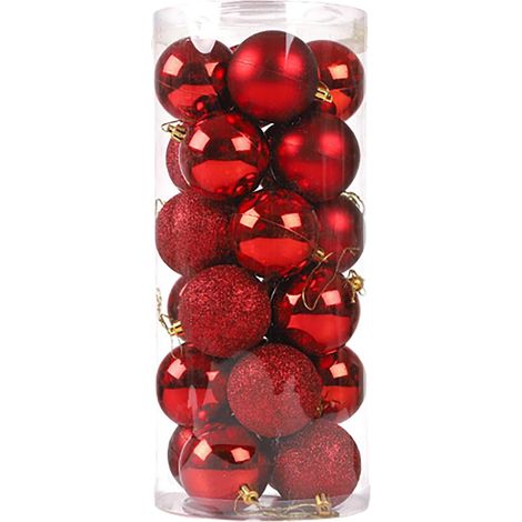 Lot de 24 Boules de Noel Décorations pour Arbres de Noël Boules Sapin de Noel en Or Rouge, adaptées à l'intérieetàl'extérieur,Pendentifs (1/4)