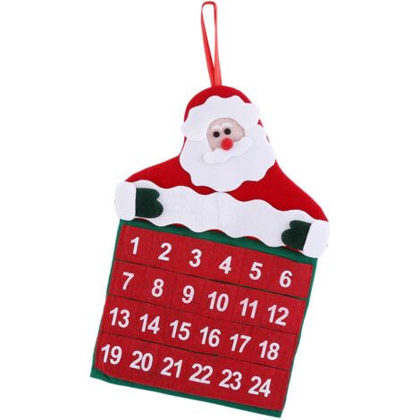 Décorations de Noël en tissu avec pochettes, Joyeux Noël, Père Noël, Calendrier de l'Avent, Ornement de compte à rebours