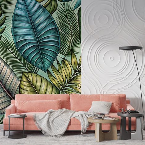 Papier Peint Tropical - Jungle Illustrée - 150 x 250 cm (1/2)