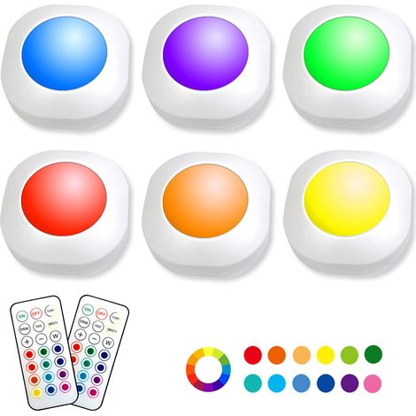 Luz de armario con control remoto inalámbrico, regulable, recargable, para crear ambiente en el dormitorio. Luz nocturna con seis luces y dos mandos a distancia. (1/5)