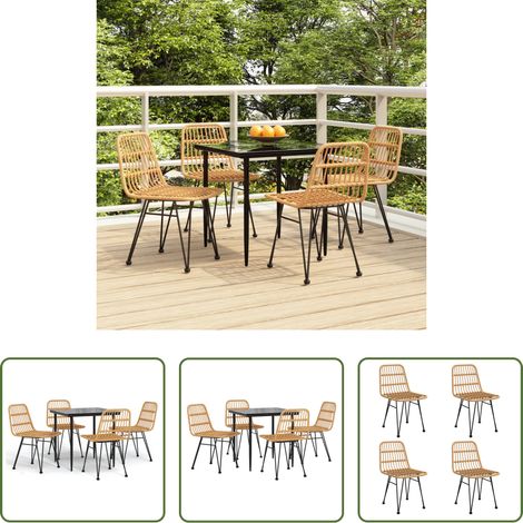Salle à manger extérieur - Ensemble à manger de jardin 5pcs Résine tressée (1/5)