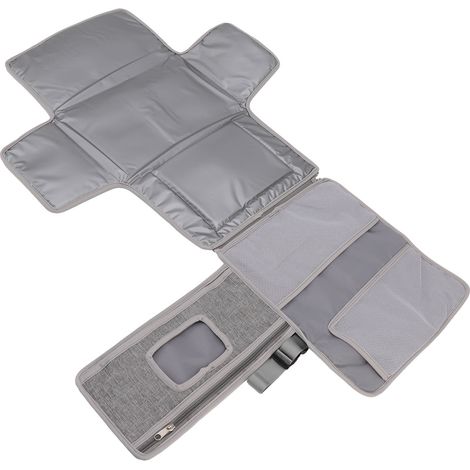 Matelas à langer pour bébé, sac à langer avec poignée, pliable et amovible, gris (1/5)