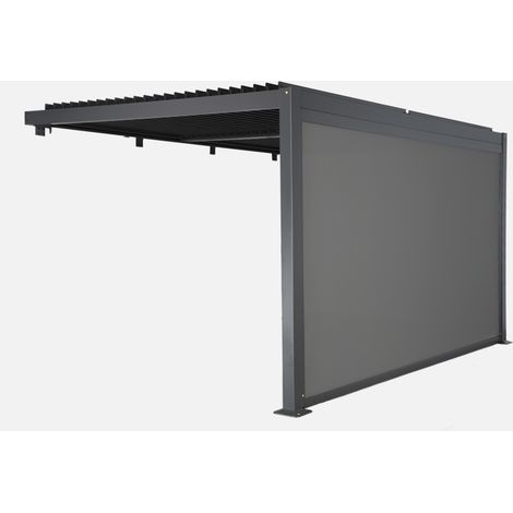 Pergola bioclimatica in alluminio addossata 4x3m + 1 tenda 4m (1/5)