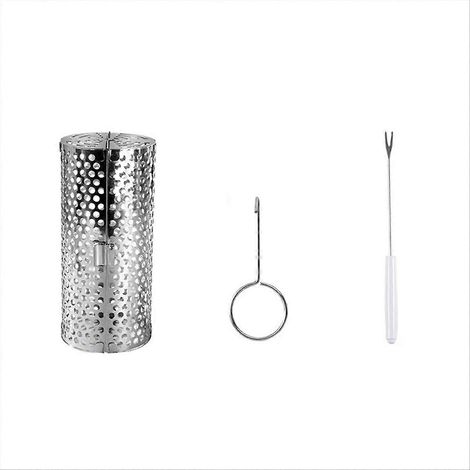 Panier à griller roulant ouvert pour barbecue, petit panier à griller tubulaire en filet pour barbecue (1/5)