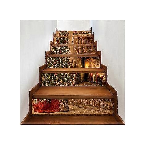 Autocollants d'escalier 3D SZTXJ - 100 cm x 18 cm - 11 - Contremarches d'escalier autocollantes en PVC, amovibles - Décoration pour fêtes et événements - Papier peint - Décoration intérieure et extéri (1/4)