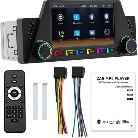 Voiture 1DIN 4.7 Pouces écran Portable GPS Navigation Affichage Sans Fil Carplay Android Auto MP5 Player (1/2)