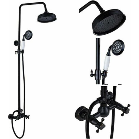 Duschsystem Dusch Armatur Duschset Badezimmer Regendusche Brause Antik Badezimmer Brause Schwarz Thermostat Mischer (1/5)