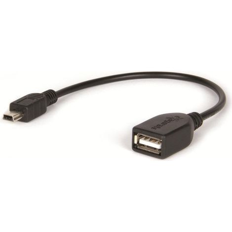 Hamlet 0.15m USB 2.0 - mini-USB 2.0 A F/M câble USB 0,15 m Mini-USB A USB A Noir (1/4)