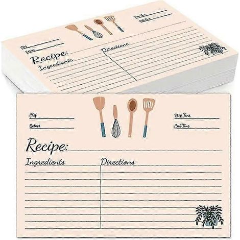 Fiches recettes 10 x 15 cm, lot de 100, papier cartonné épais recto-verso, vierges, pour maman, sœur, etc. (1/5)