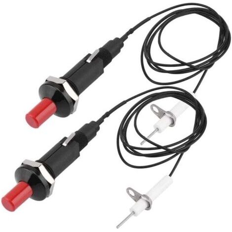 Pair 2 Stück Piezozünder, Piezozünder, hitzebeständig, für Gasgrill, Piezozünder, Elektrode, Zündfunke mit Druckknopf, Piezo-Funkenzünder (1/5)