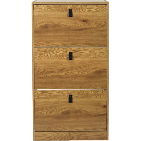 Altobuy – Meuble à chaussures 3 portes – Dimensions 63x24x117 cm – Structure panneaux de particules – Revêtement effet bois décoratif (1/5)