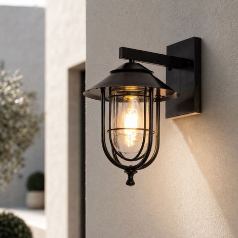 Applique murale extérieure étanche IP65 en aluminium et verre, design cage oiseau ou bambou, avec ampoule LED 12W 3 couleurs (1/4)