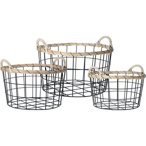 3er Set Dekokörbe, aus Metall, oval - Home Styling Collection