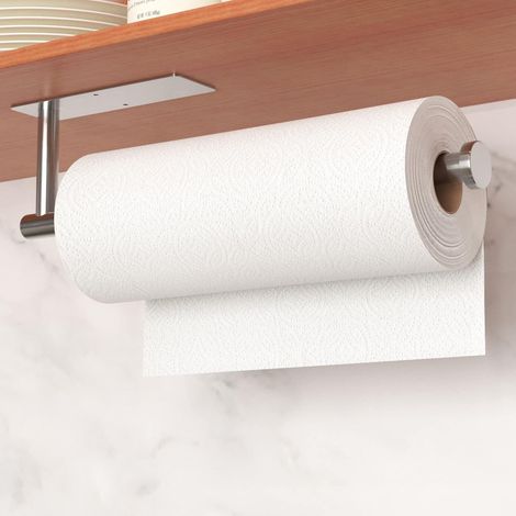 Porte-Rouleau de Cuisine – Auto-adhésif ou à percer, Porte-Serviettes en Papier argenté pour Cuisine, Distributeur de Papier essuie-Tout en Acier Inoxydable SUS304 sous l'armoire (1/5)