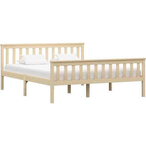 vidaXL Cadre de lit sans matelas naturel bois massif de pin 160x200 cm (1/5)