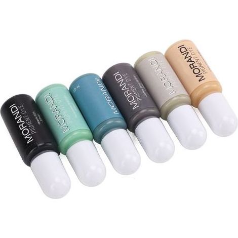 Pigments pour résine époxy haute concentration, 6 couleurs, Morandi Colors, embout anti-fuite, colorant UV liquide pour résine époxy, idéal pour les loisirs créatifs. (1/5)
