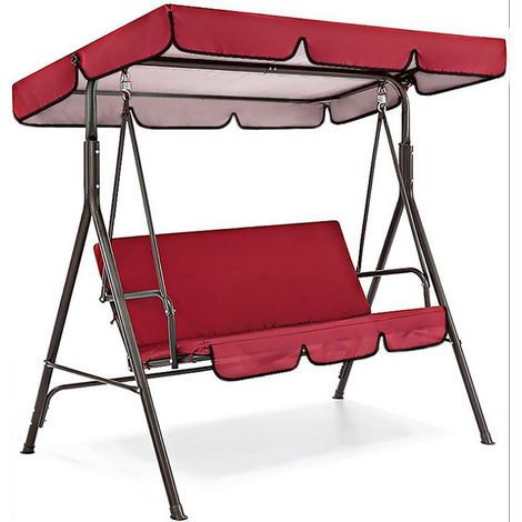 Copertura per protezione esterna per altalena da giardino – Impermeabile e anti-UV, telo in poliestere 210D argentato (dome 195 x 125 x 15 cm + seduta 150 x 50 x 10 cm), colore rosso-lsw