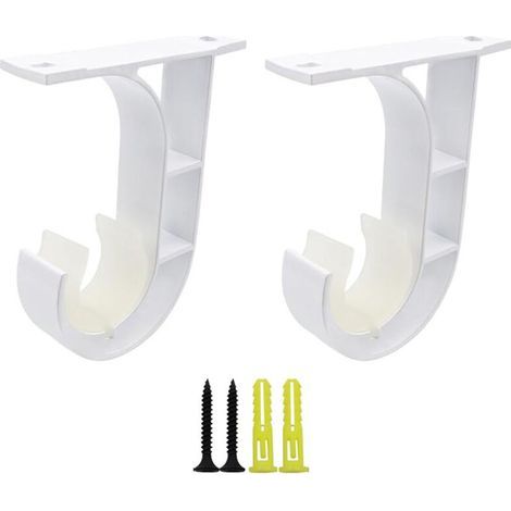 Lot de 2 supports de rideaux réglables, crochets de 20 à 24 mm, supports de tringle à rideaux robustes en aluminium avec vis pour rideaux ou armoires (blanc)